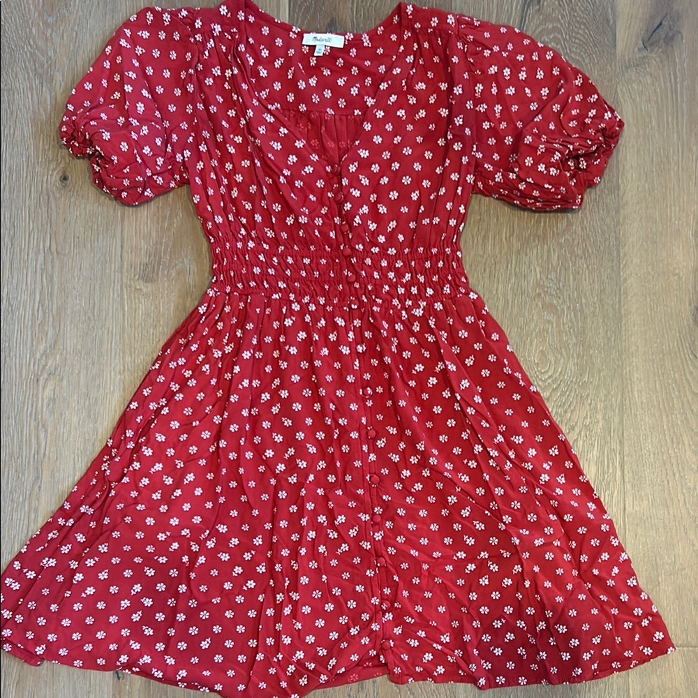 Madewell Red Floral Mini sundress size XS